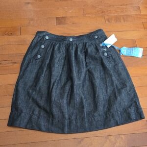 Mavi Charcoal Buttoned Gathered Barbados Style Skirt